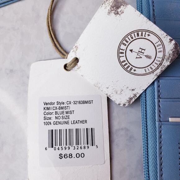 NWT HOBO Kimi Wristlet Wallet & Card Holder Vintage Hide Leather in Blue Mist - Picture 2 of 15